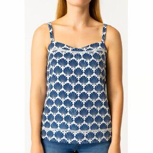 Kate Spade Blue Shell Print Sleeveless Cotton Tank Top Women’s Size L